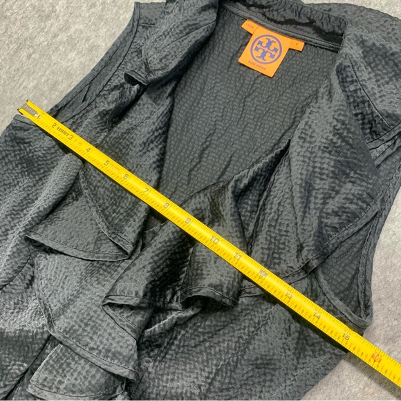 Tory Burch Black Ruffled Sleeveless Tank Dressy Blouse 100% SILK - Size 2 - Picture 7 of 10